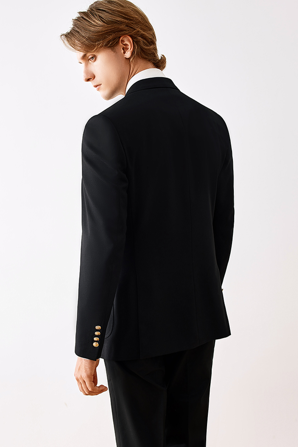 Costume double breasted 6x2, em polilã e tencel, com lapela peak- Preto nobre