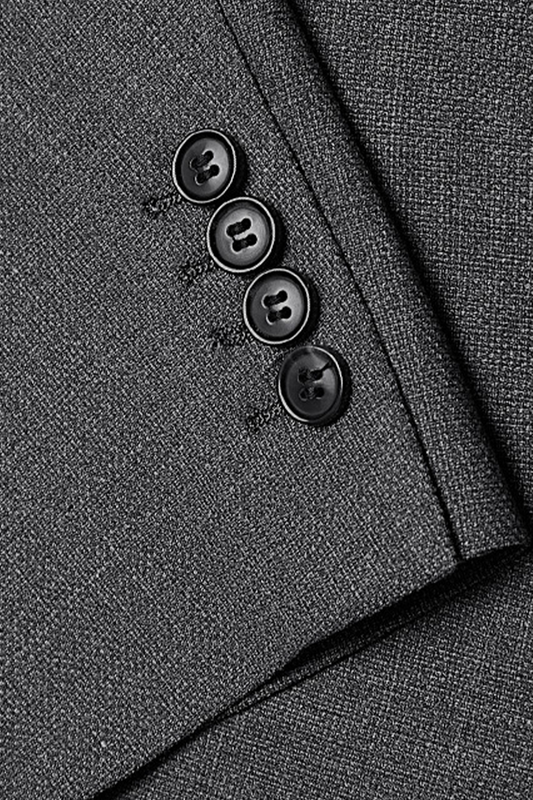 Costume single breasted em poliviscose e elastano, com lapela notched - Cinza grafite