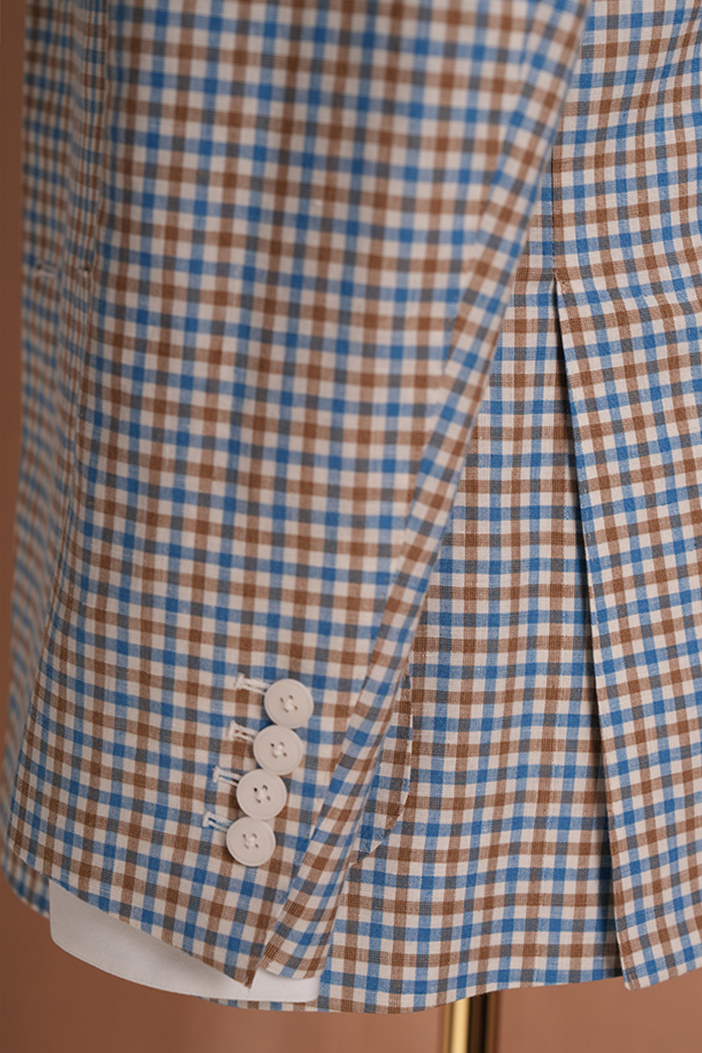 Lanificio F.lli Cerruti 1881 - Blazer desestruturado single breasted com lapela notched, em lã, linho e seda - Padrongam gingham