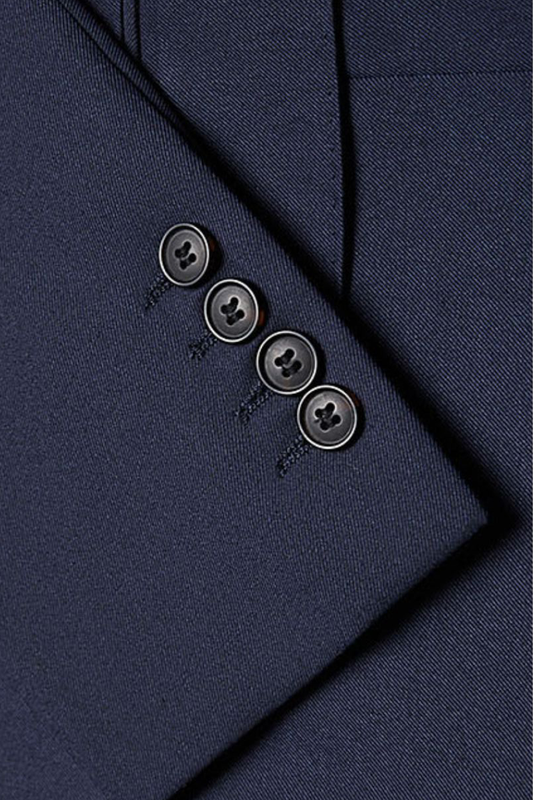 Costume single breasted em poliviscose e elastano, com lapela notched - Azul marinho