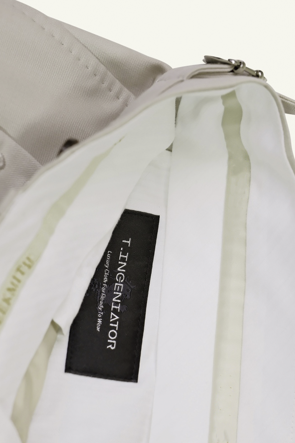 Lanifício T.Ingeniator - Calça em lã merino super 120's, 17.75µ, com ajuste lateral - Off-White