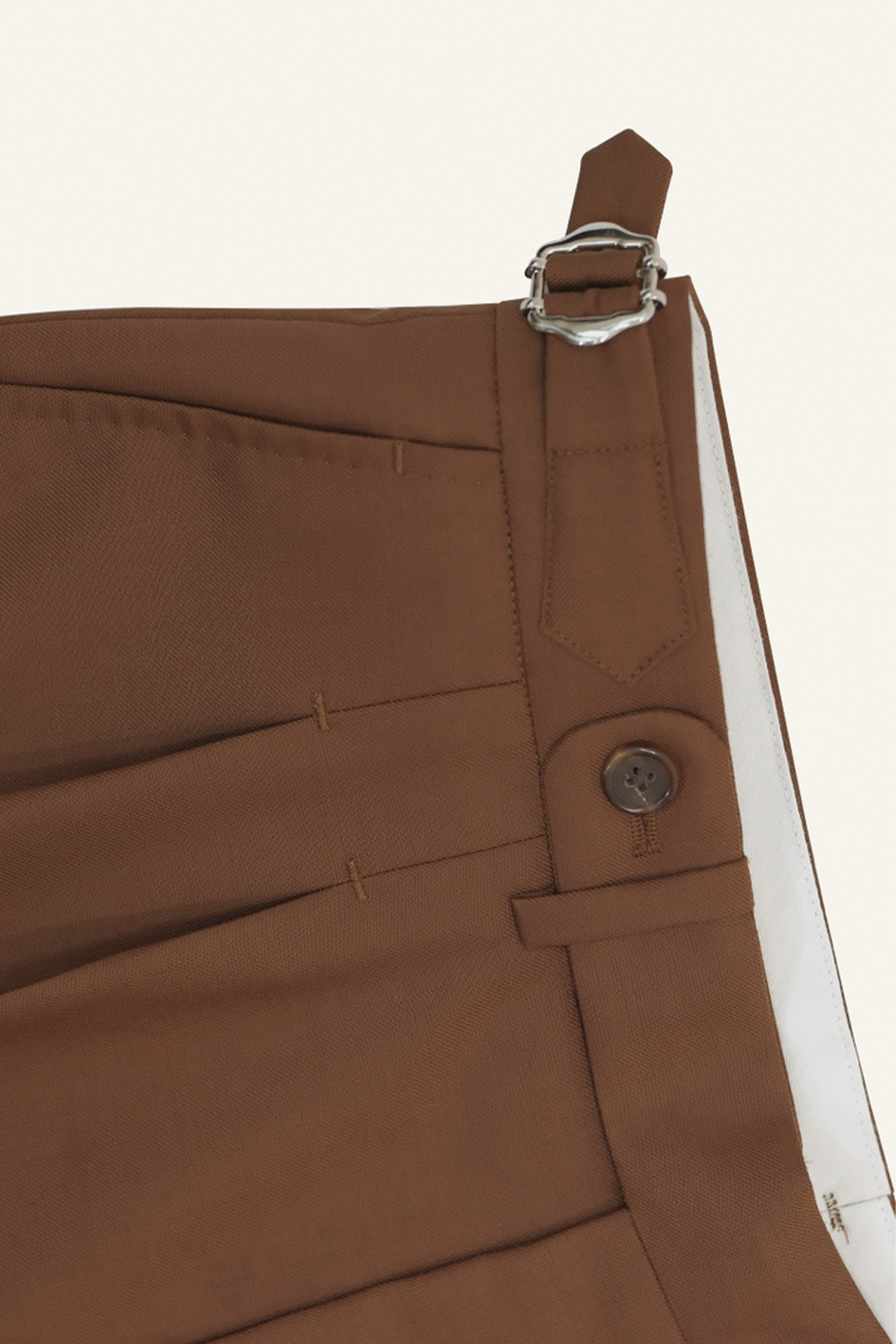 Calça em lã merino super 120's, 17.75µ, com ajuste lateral - Marrom Coral