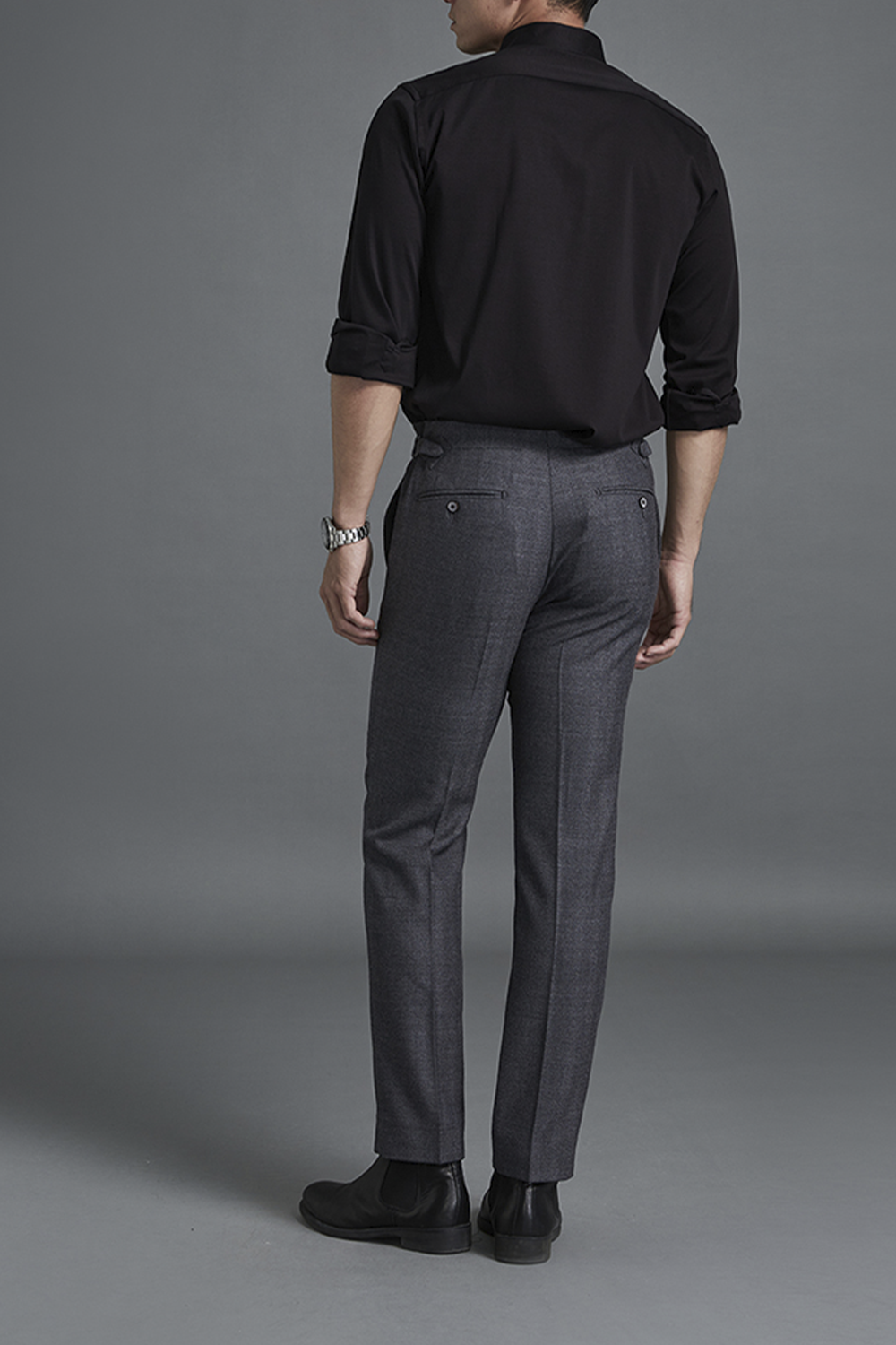 Calça de modelagem italiana, em lã merino 110's 18.25 micron - Cinza