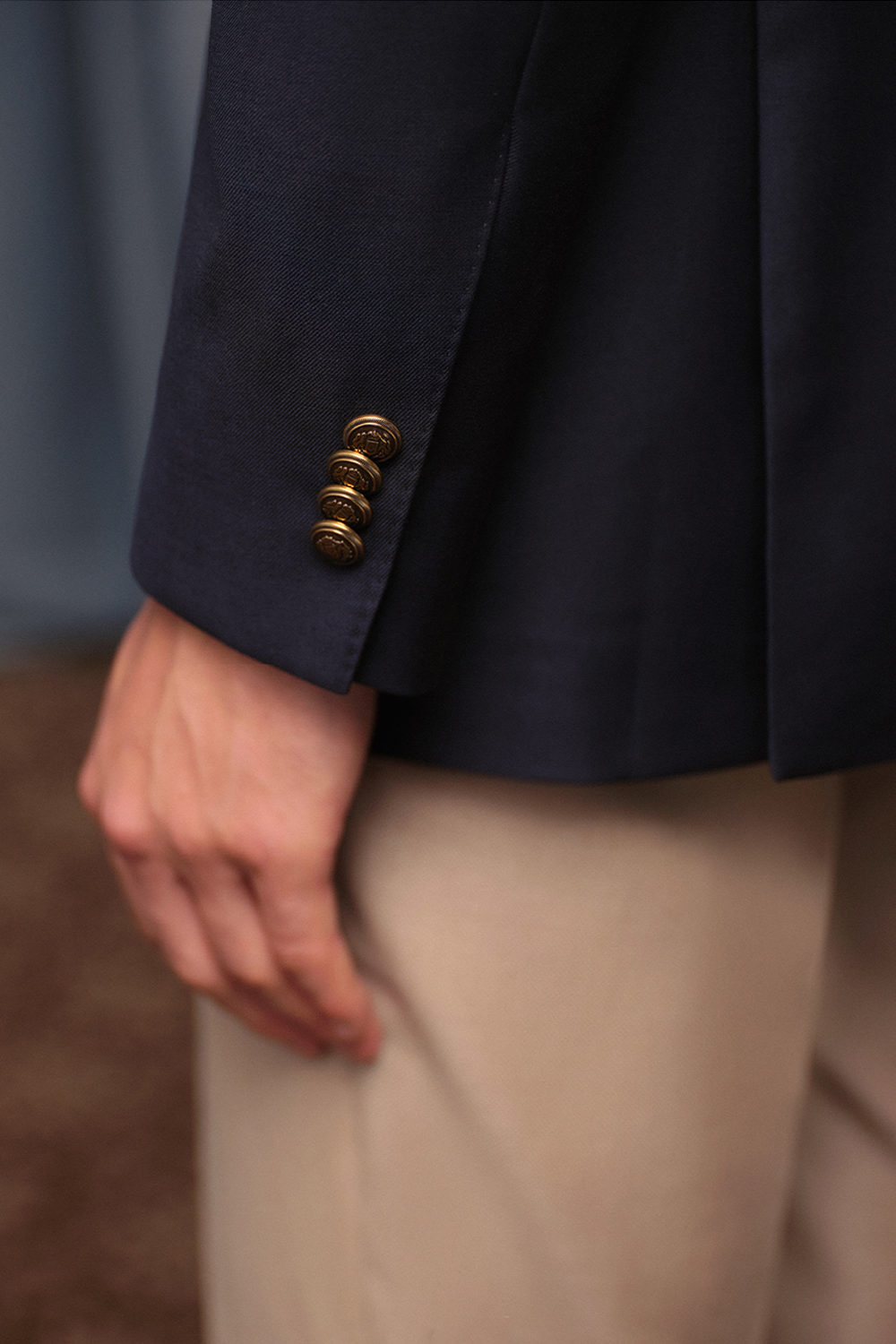 Blazer double breasted com lapela peak, 100% lã super 120'S com 17.75 µ – Azul Marinho Navy