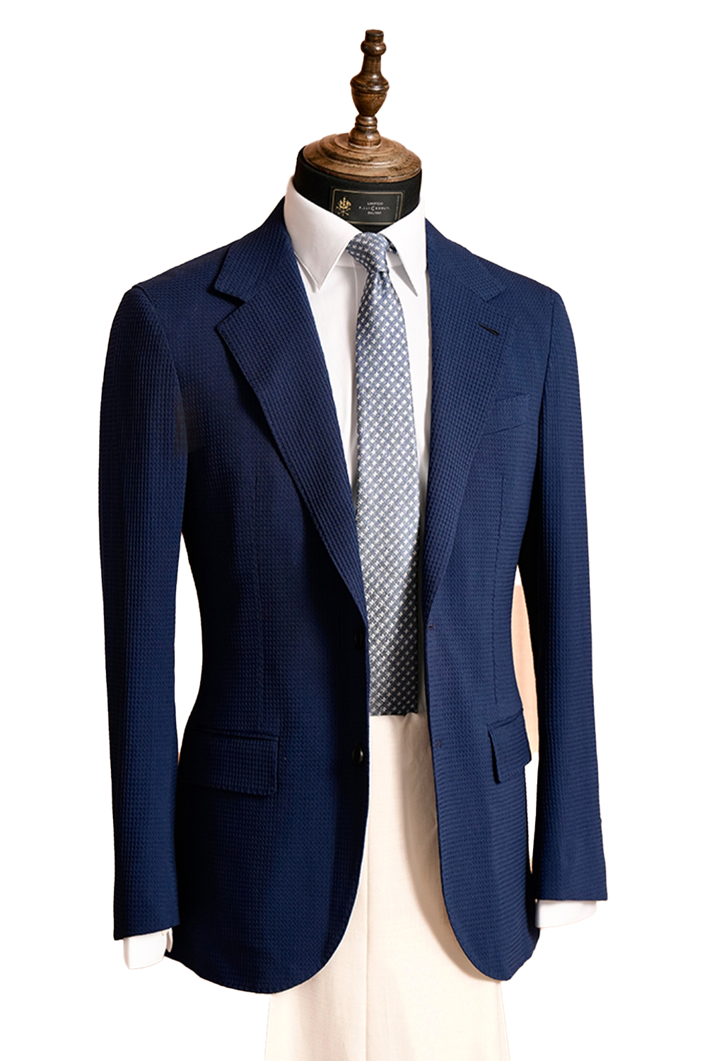 Lanificio F.lli Cerruti 1881 - Blazer single breasted com lapela notched, em lã com elastano, seersucker - Azul Royal