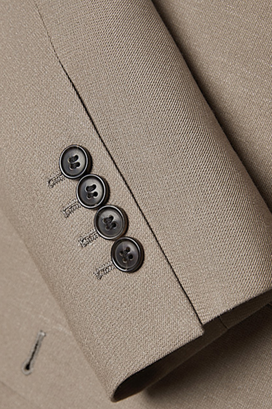 Costume single breasted em poliviscose e elastano, com lapela notched - Khaki