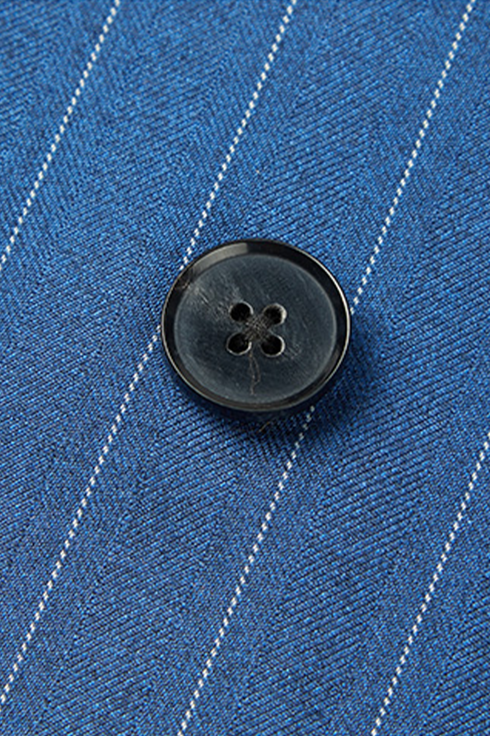 Costume double breasted, 6x2 com lapela peak - Azul bic com riscas de giz