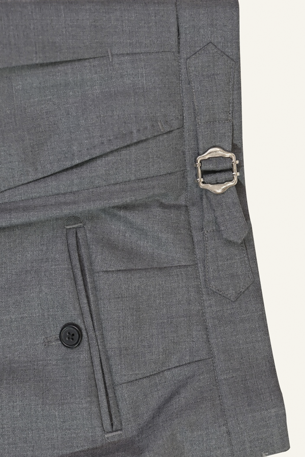 Lanifício T.Ingeniator - Calça em lã merino super 120's, 17.75µ, com ajuste lateral - Cinza