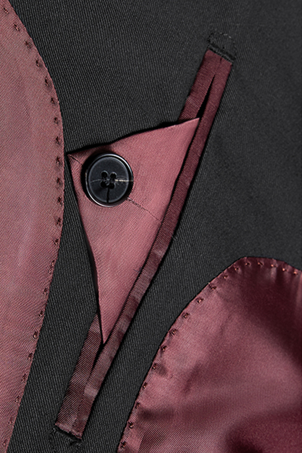 Costume double breasted 6x2, em poliviscose e elastano, com lapela peak - Preto
