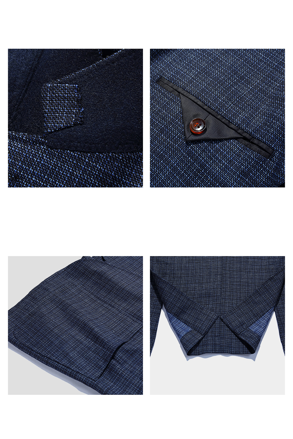 Blazer single breasted com lapela notched, em lã, linho e seda - Azul melange