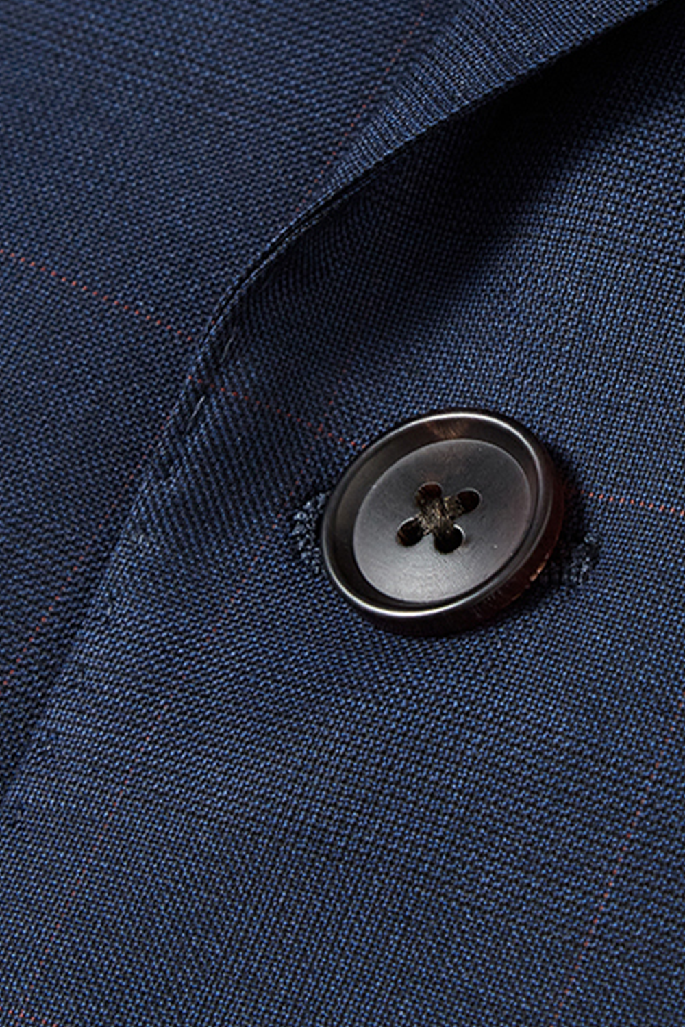 Costume single breasted half canvas, com lapela notched, 100% lã super 120'S com 17.75 µ - Azul marinho, anti rugas