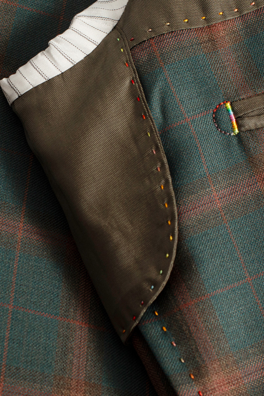 Blazer desestruturado single breasted, em lã tropical, com lapela notched - Tartan verde