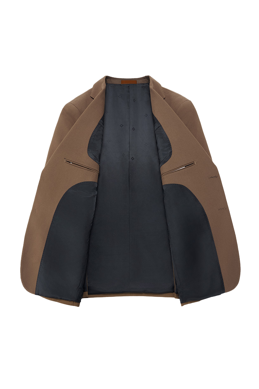 Costume single breasted em poliviscose, com lapela notched larga - Grandeur Castanho