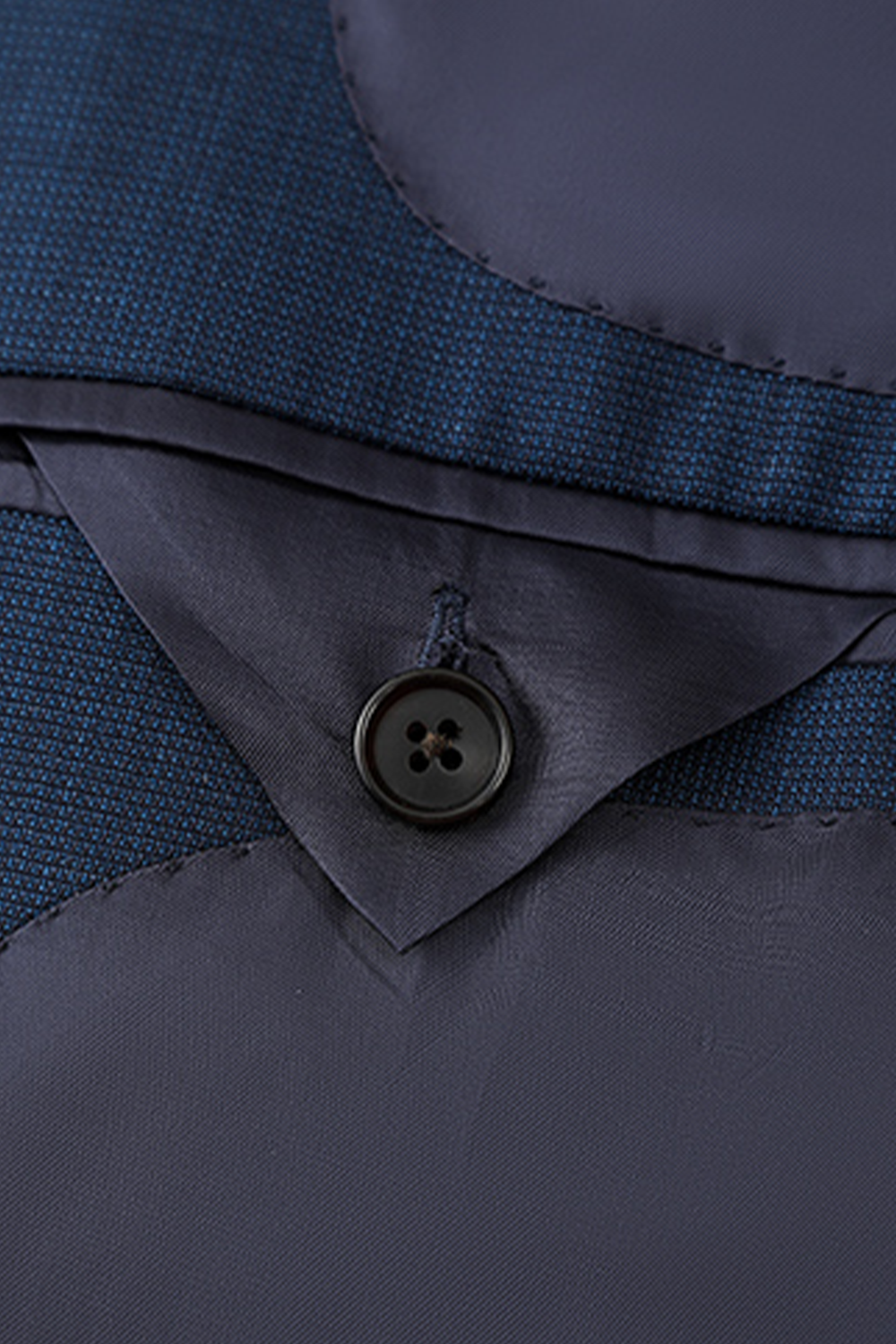 Lanificio F.lli Cerruti 1881 - Costume half canvas, single breasted em lã merino 130’s com 17.75 µ, lapela notched - Azul