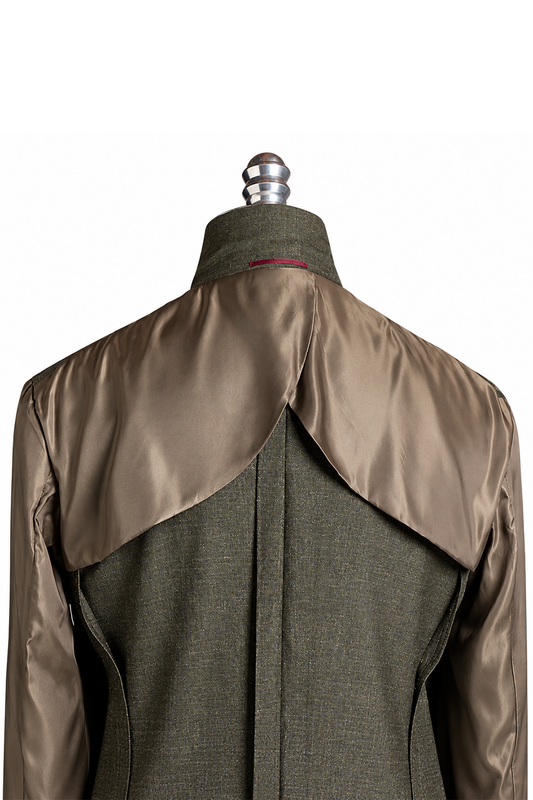 SILKORA TEXTILE - Blazer half canvas, single breasted, half-lined com lapela notched, lã, seda de tussah e linho - Verde CULTUM
