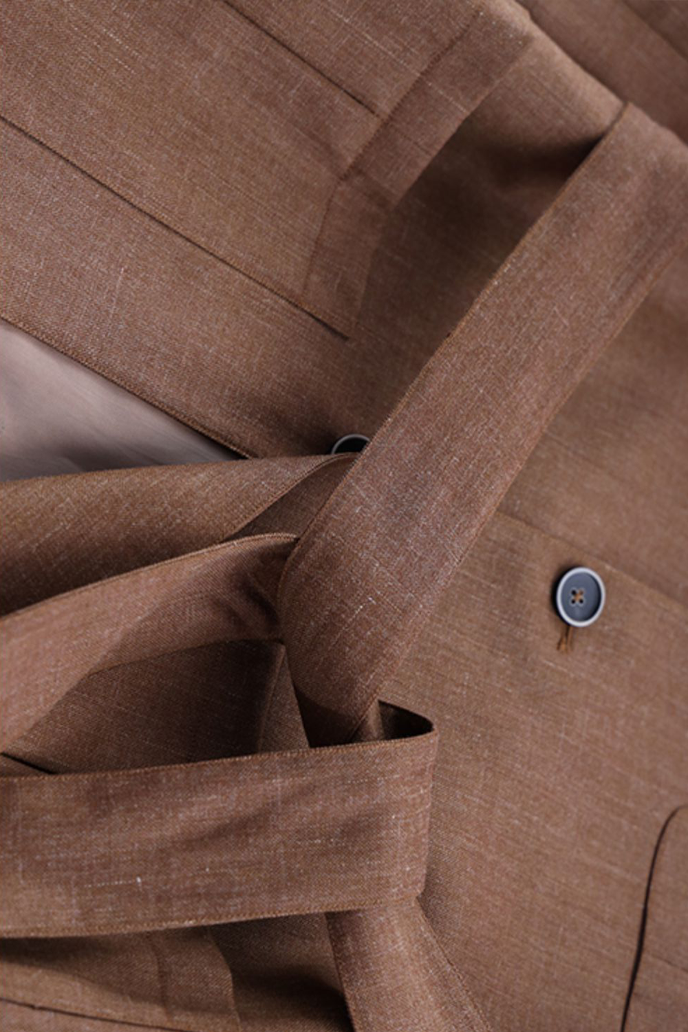 Safari Jacket, com faixa externa em lã com linho - Tabaco claro