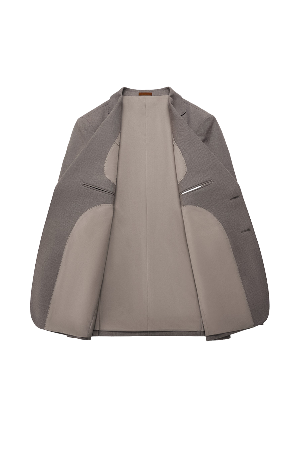 Costume single breasted em poliviscose, com lapela notched larga - Grandeur Taupe