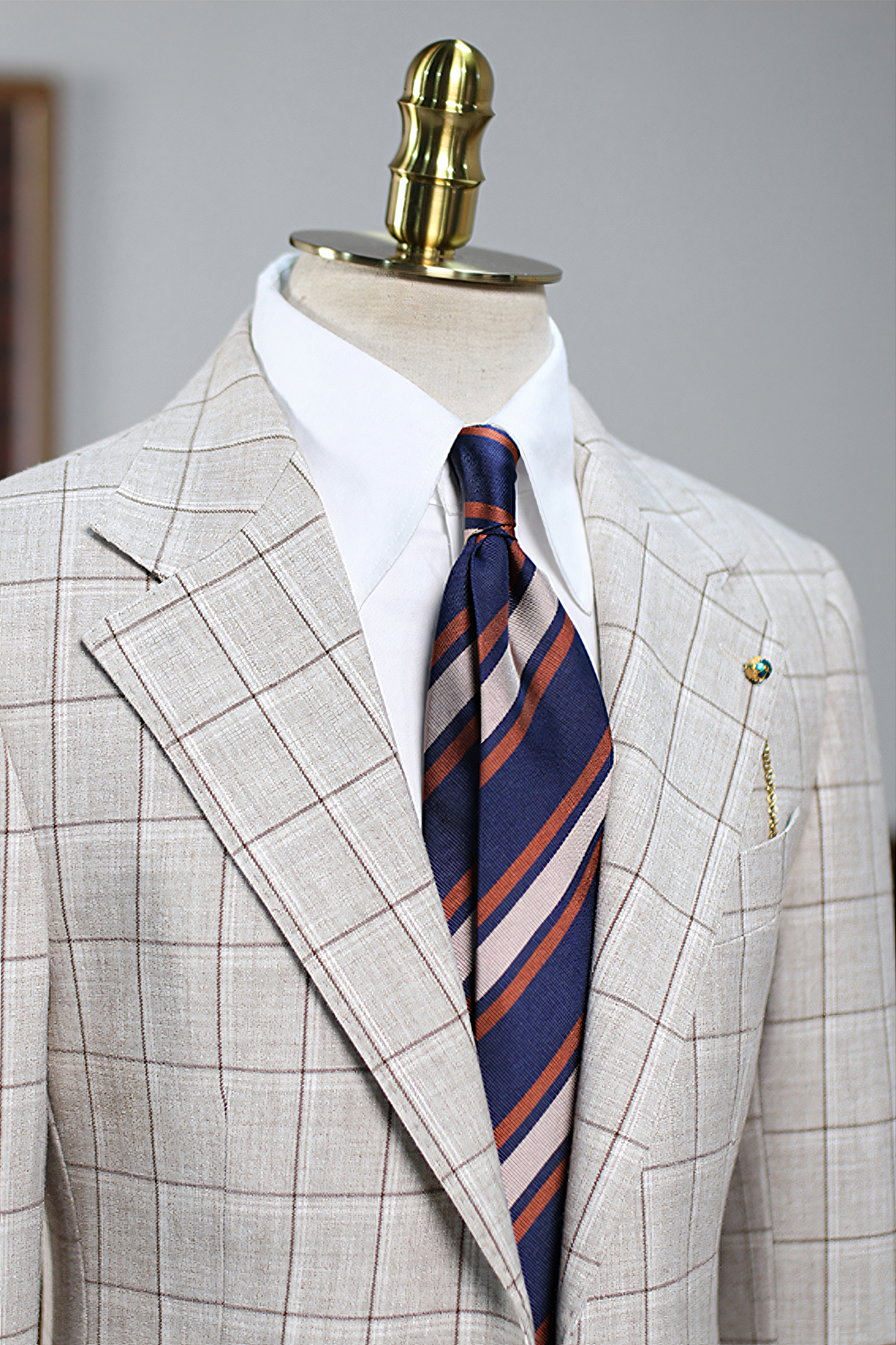 Blazer single breasted com lapela notched - Ghiaccio Padronagem