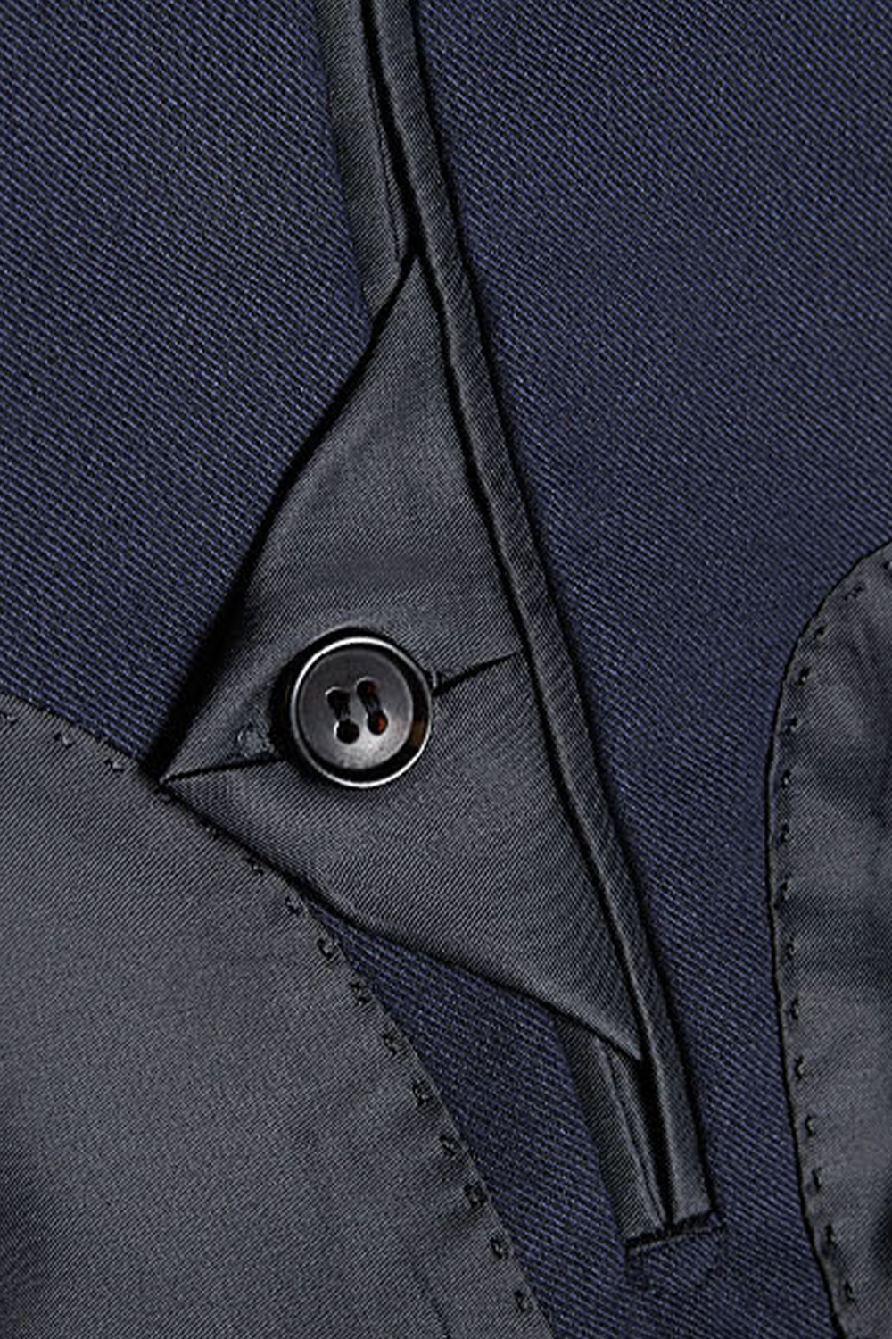 Costume single breasted em poliviscose e elastano, com lapela notched - Azul marinho