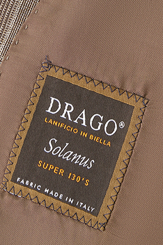 Lanifício Drago in Biella - Costume single breasted, em lã merino super 130'S, 17.20 micron, com lapela notched - Xadrez terroso