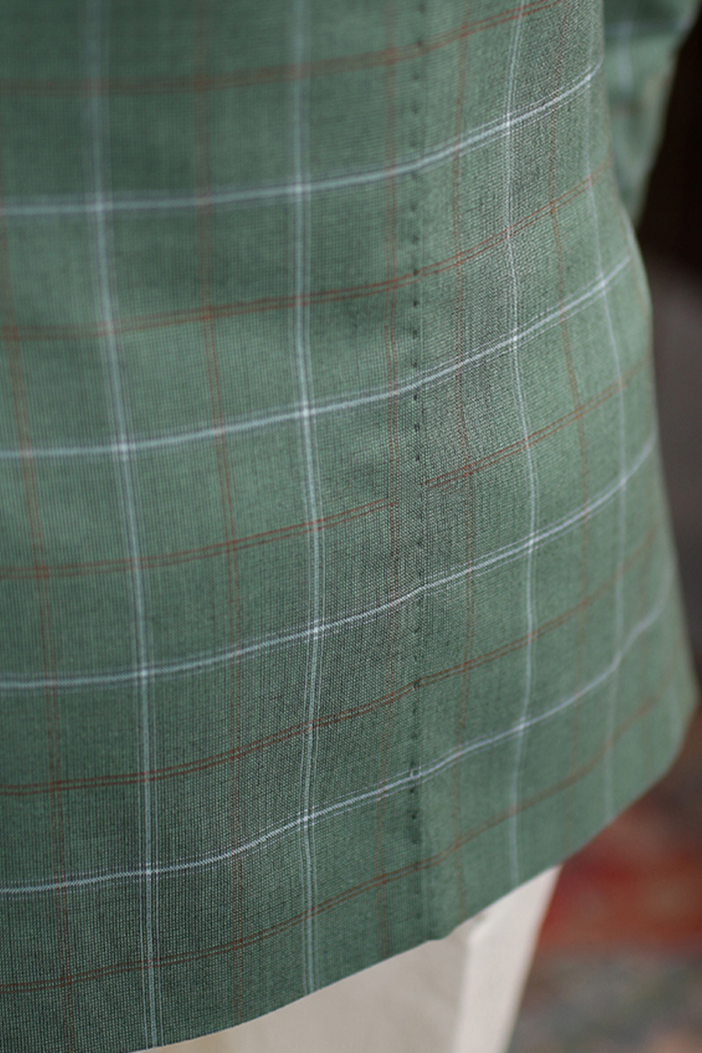 Blazer single breasted, em lã com seda, lapela notched - Verdastro - Padronagem