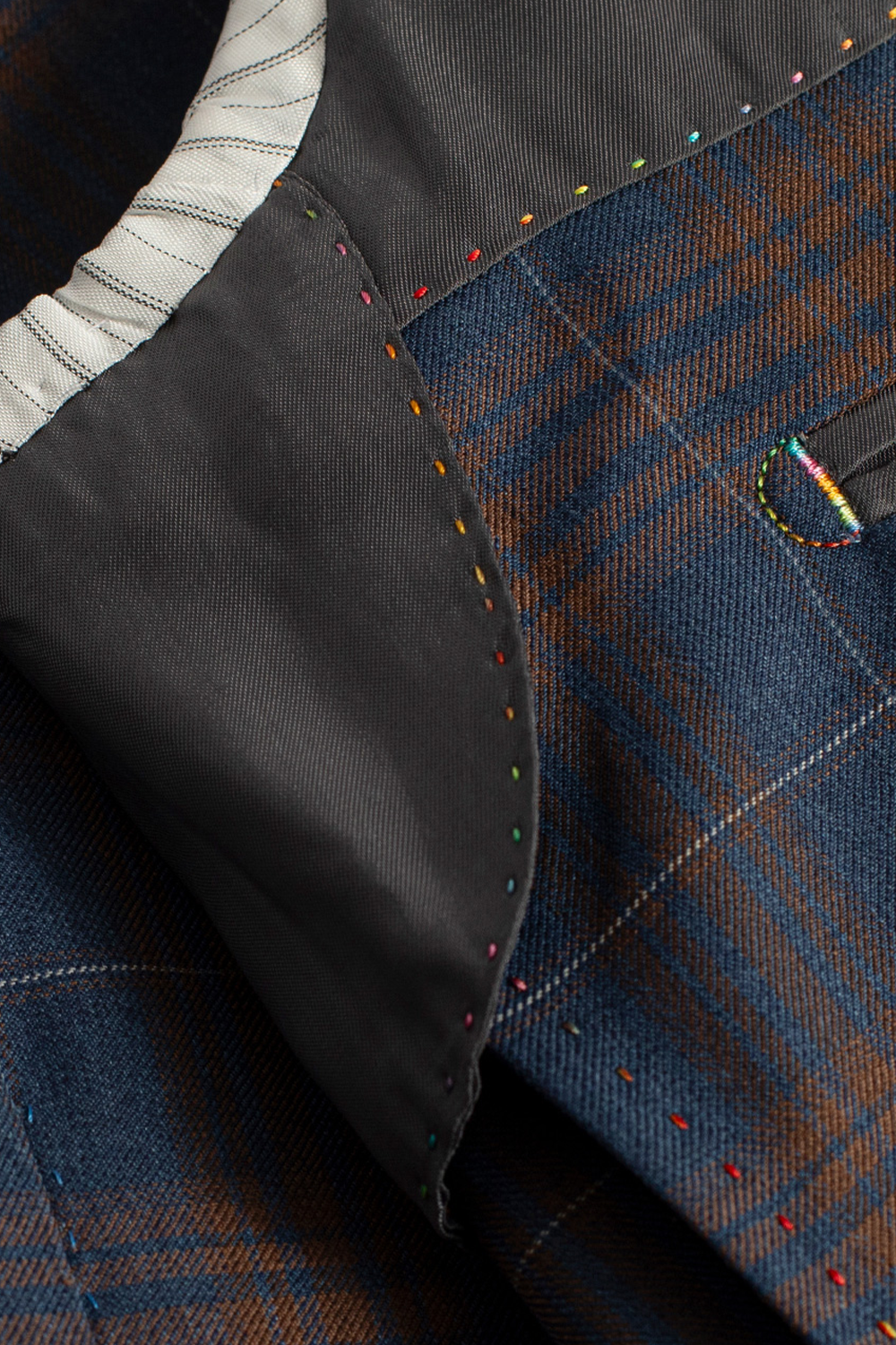 Blazer desestruturado single breasted, em lã merino super 130'S, 17.20 micron, com lapela notched - Tartan Multitons