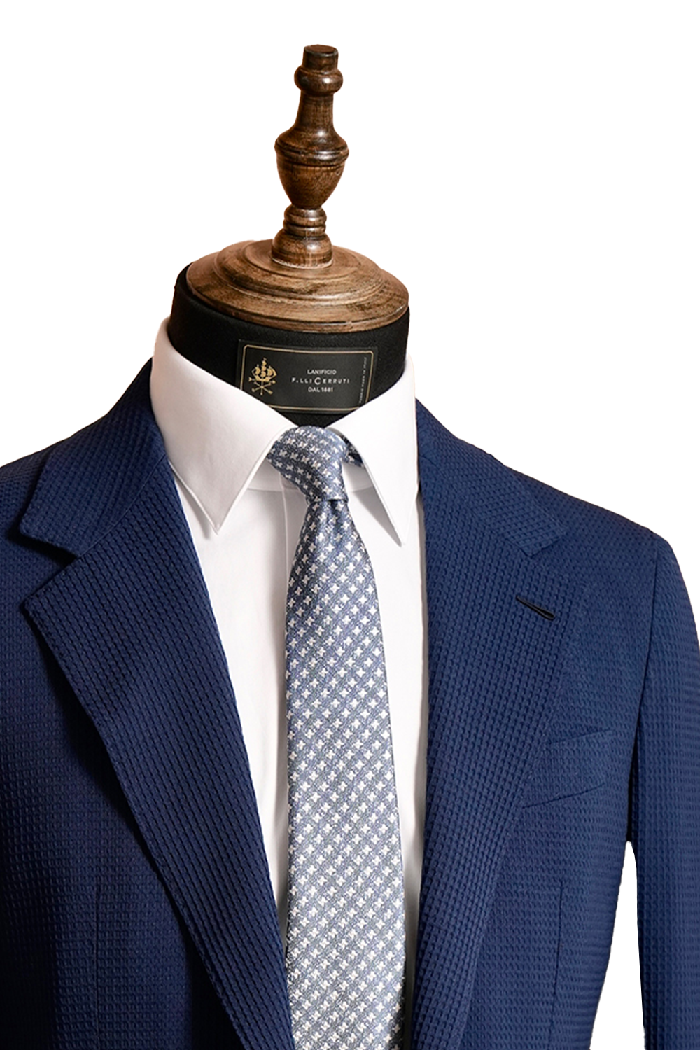 Lanificio F.lli Cerruti 1881 - Blazer single breasted com lapela notched, em lã com elastano, seersucker - Azul Royal