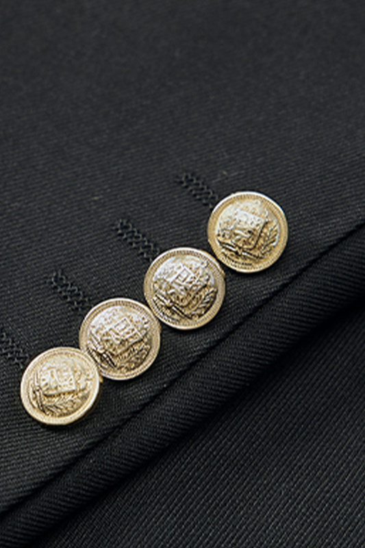 Costume double breasted 6x2, em polilã e tencel, com lapela peak- Preto nobre