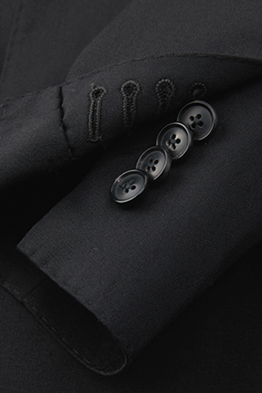 Costume double breasted, half canvas, lapela peak, lã merino super 110 18.25 µ - Liveable Preto