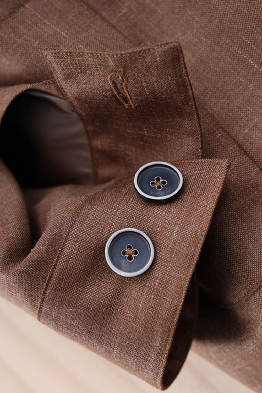 Safari Jacket, com faixa externa em lã com linho - Tabaco claro