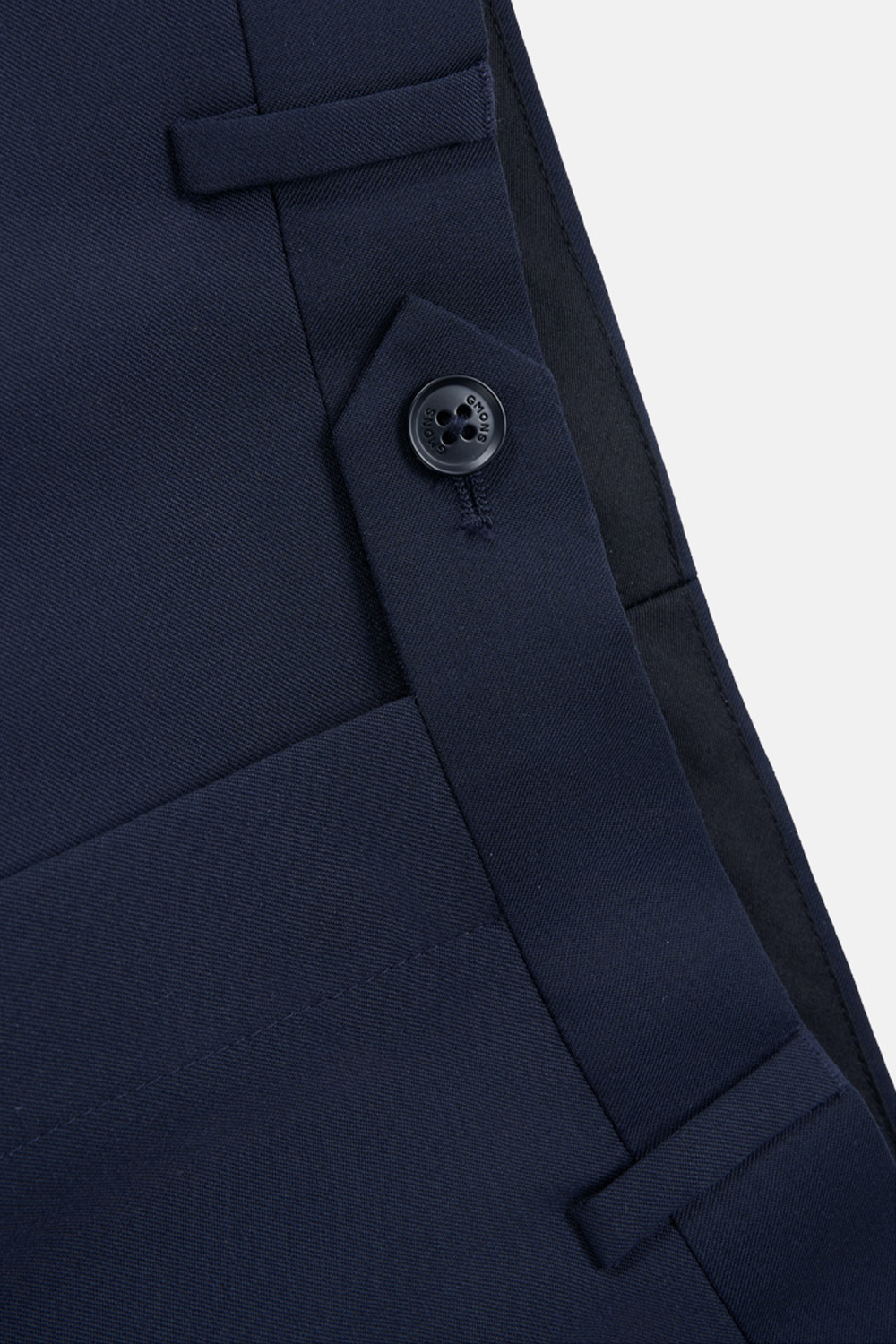 Costume single breasted, em lã tropical com elastano, lapela notched - Azul Marinho