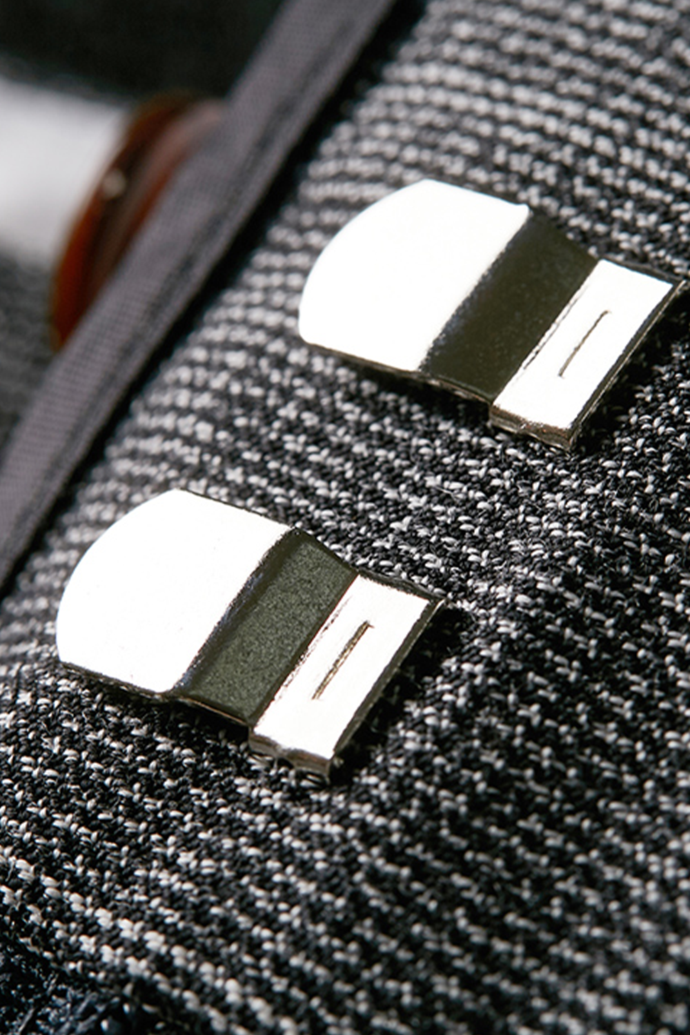 Lanifício Drago in Biella - Calça de modelagem italiana, em lã merino 130's 17.25 micron, com ajuste lateral - Windowpane Cinza