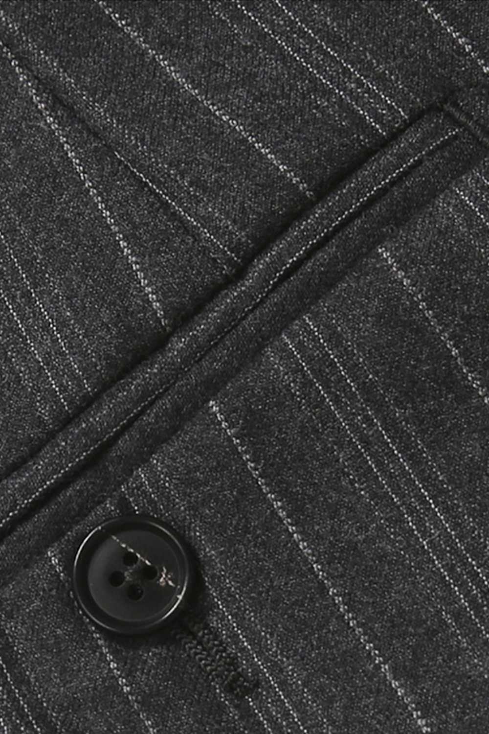 Calça de modelagem italiana, em cashmere e lã merino 110's 18.25 micron - Cinza noturno com riscas de giz