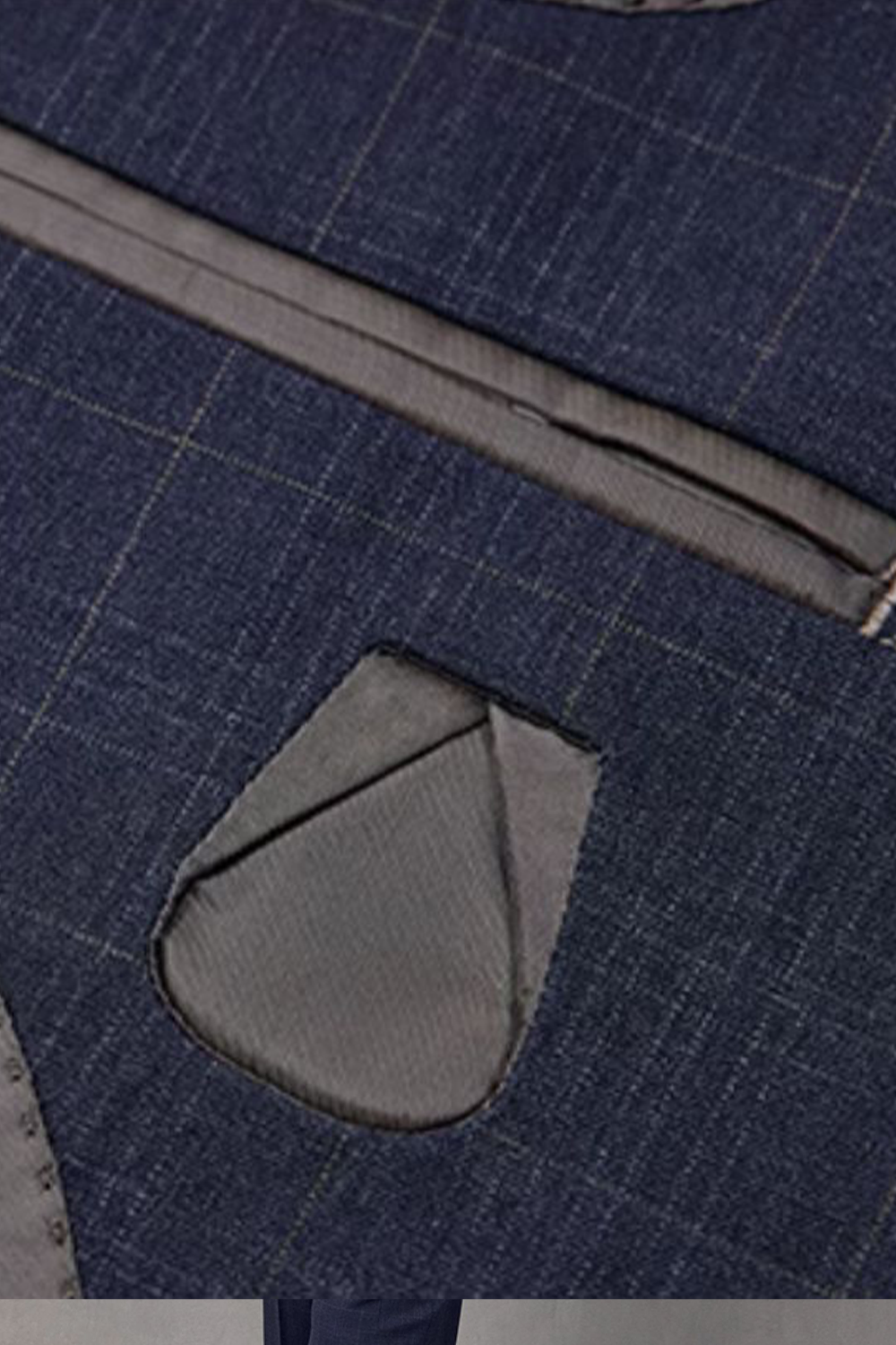 Costume single breasted em poliviscose, com lapela peak- Windowpane azul