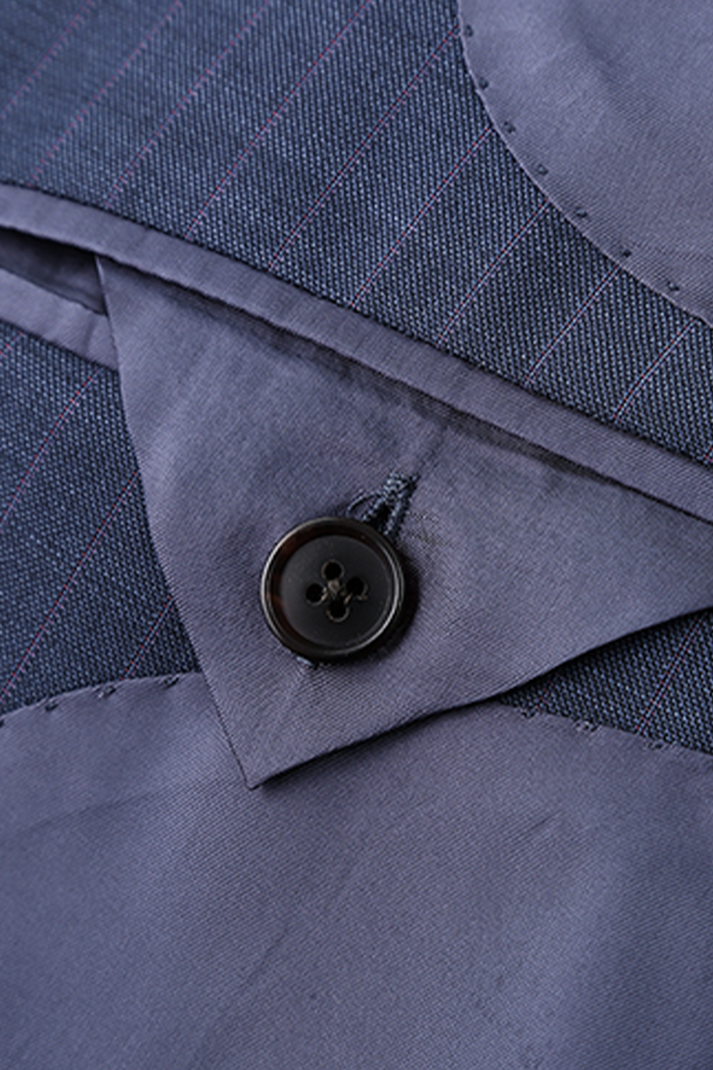 Costume single breasted half canvas, com lapela notched, 100% lã super 120'S com 17.75 µ - Azul riscado
