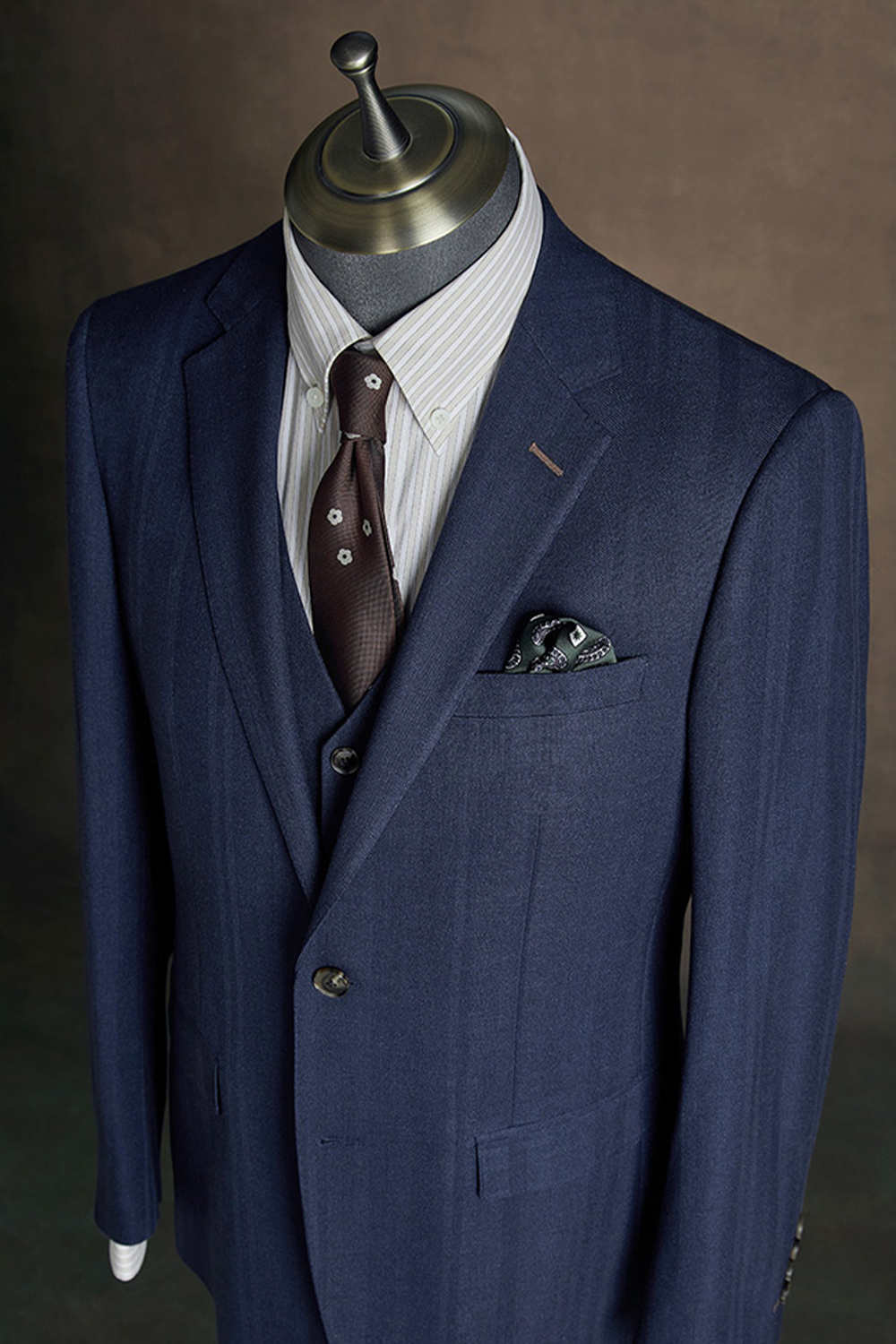 Costume single breasted em poliviscose, com lapela notched- Azul riscado