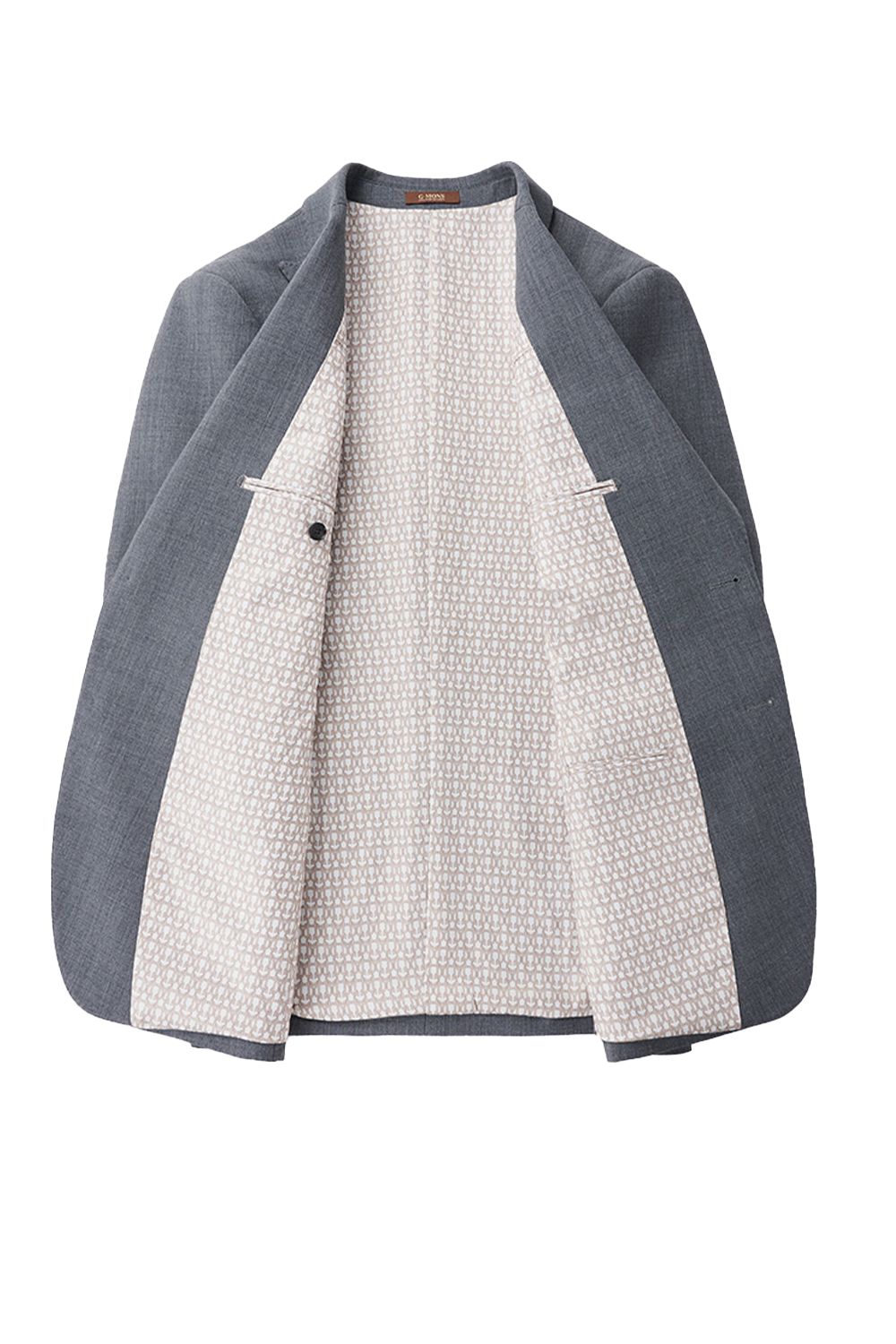 Costume single breasted, em lã tropical com elastano, lapela peak - Efficient Cinza