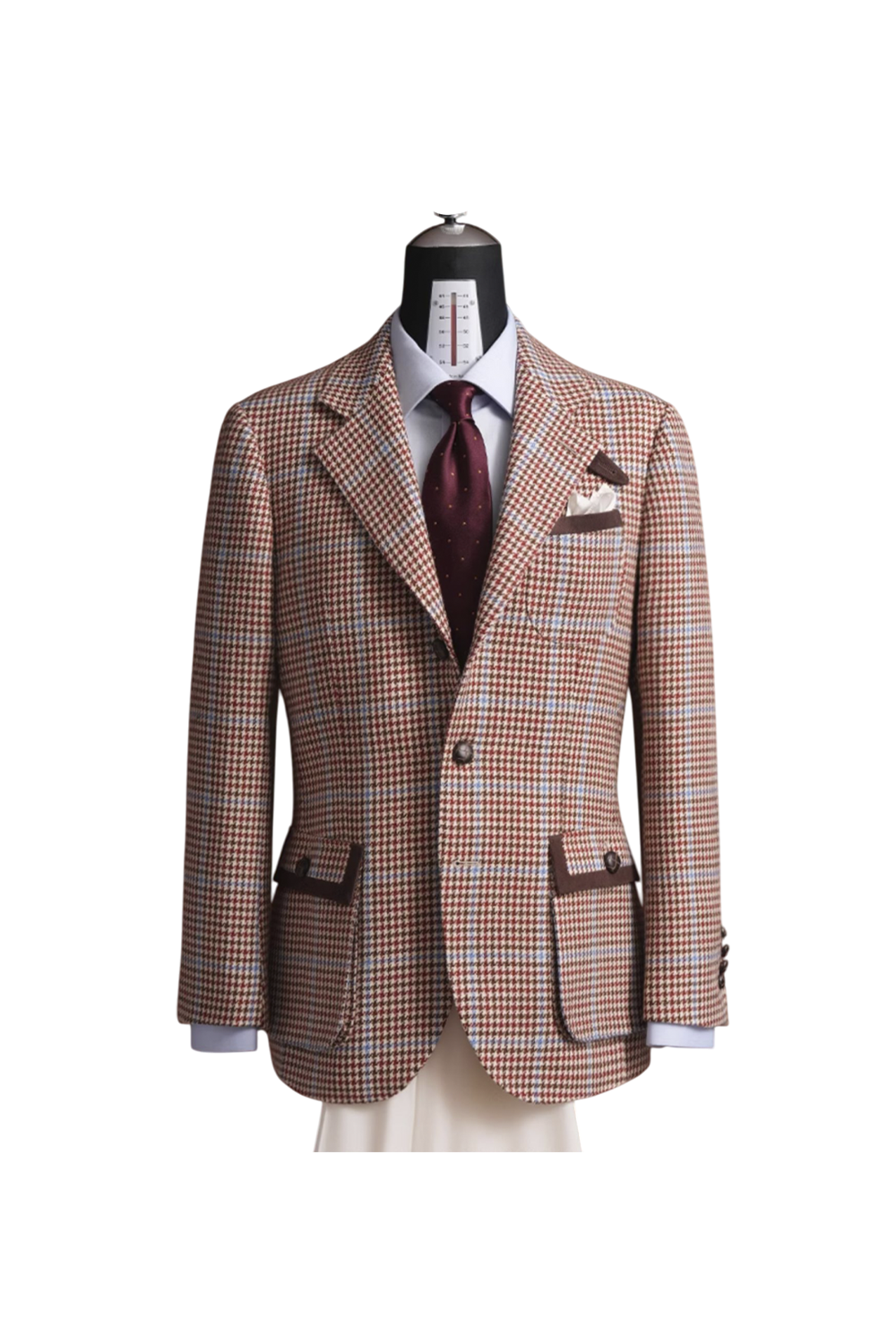 Lanifício FOX BROTHERS & CO - Blazer single breasted com lapela notched e botões capotão, 100% lã super 100'S com 18.75 µ - Padronagem