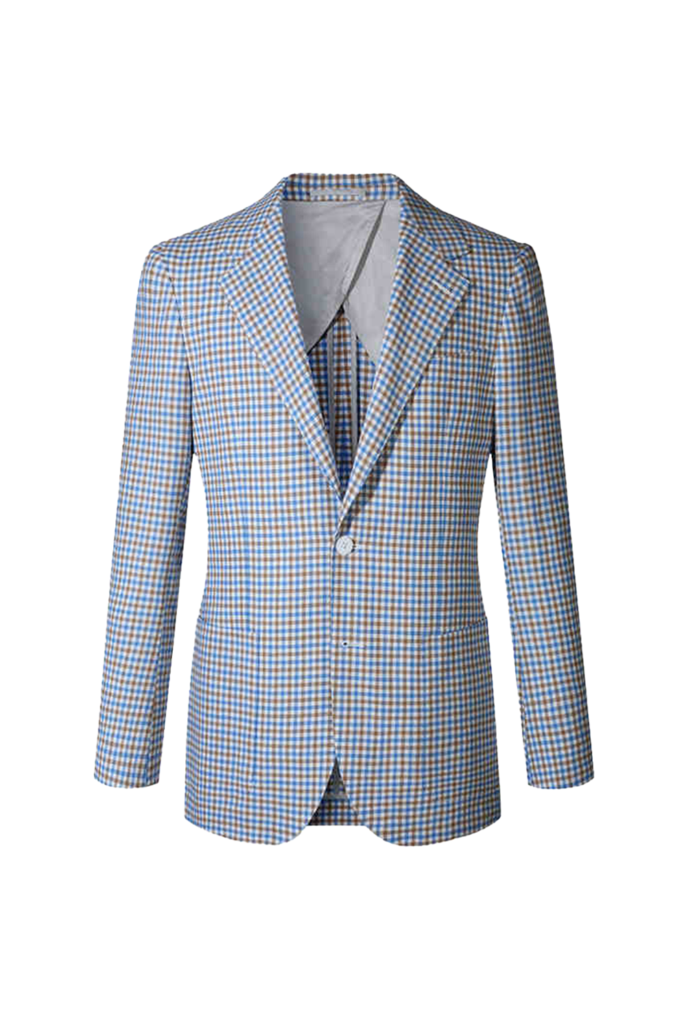 Lanificio F.lli Cerruti 1881 - Blazer desestruturado single breasted com lapela notched, em lã, linho e seda - Padrongam gingham
