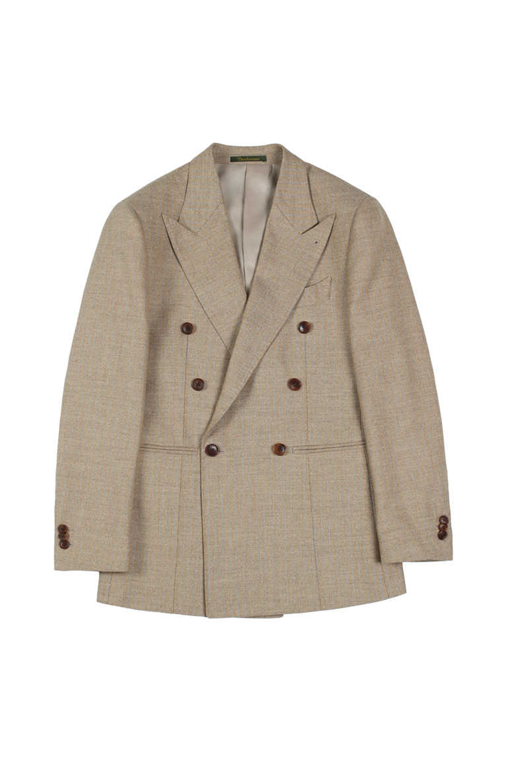 Blazer double breasted 6x2 com lapela peak, em lã, linho e seda – Páglia - Padronagem