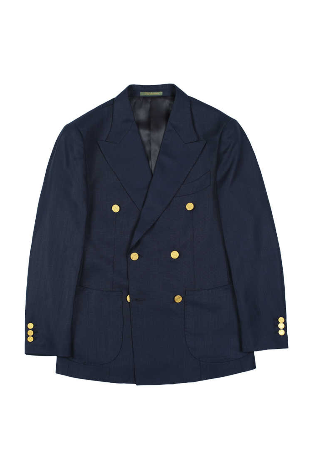 Blazer marinheiro, em lã tropical double breasted 6x4 com lapela peak large - Navy Azul