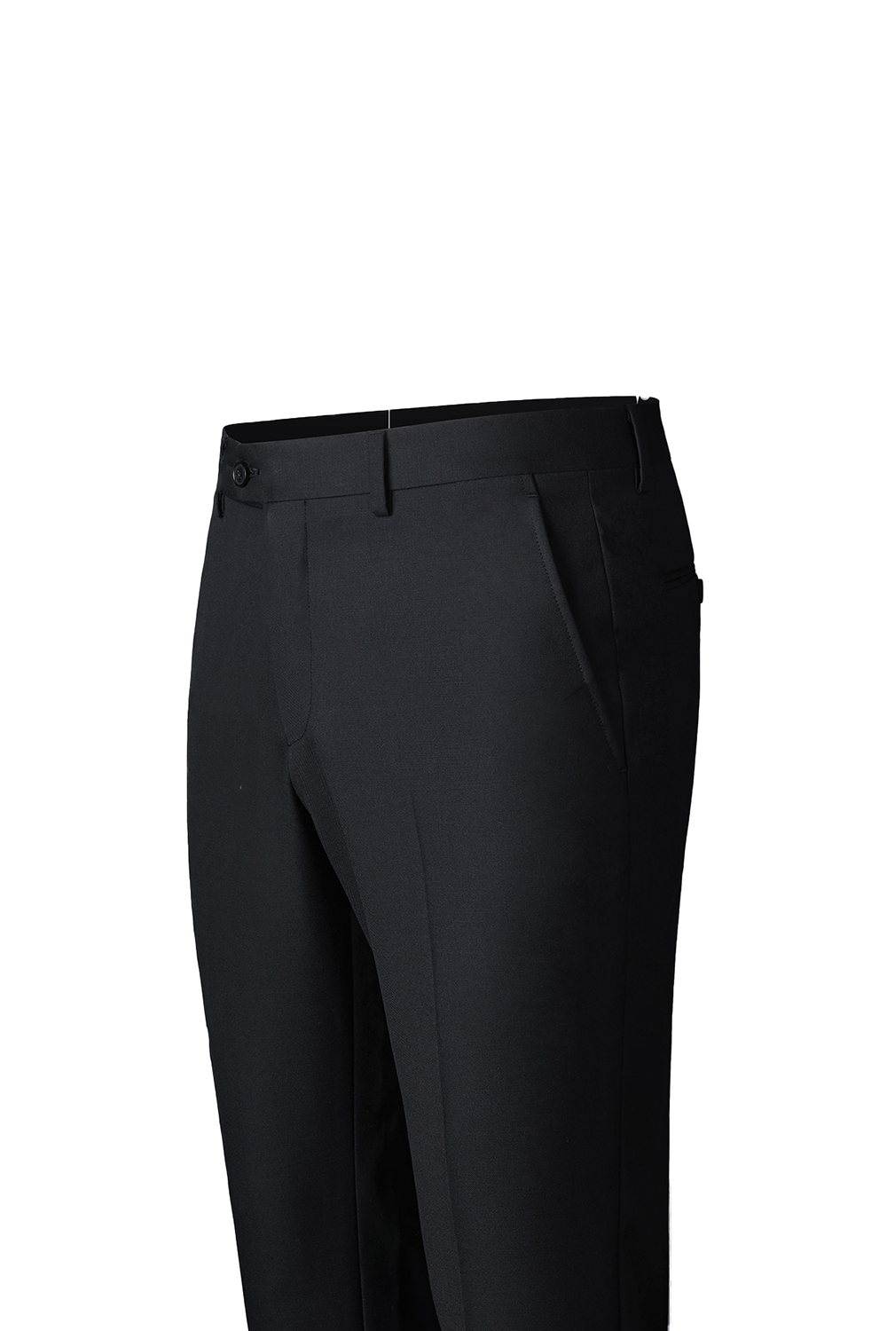 Calça de alfaiataria, em lã merino super 120's, 17.75µ, cintura alta, com passantes para cinto - Preta