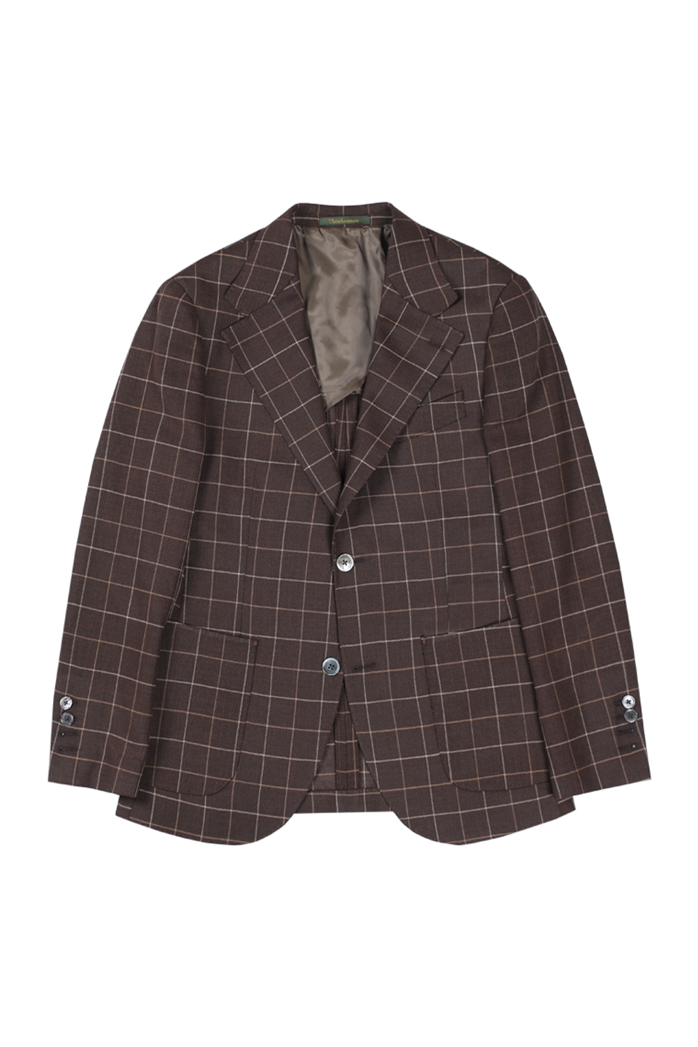 Blazer, em lã com linho single breasted com lapela notched - Marrom Xadrez