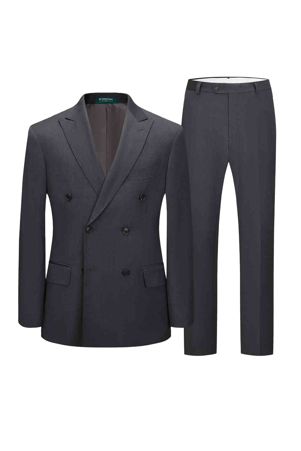 Costume half canvas, double breasted 6x2 com lapela peak, 100% lã super 120'S com 17.75 µ - Cinza escuro