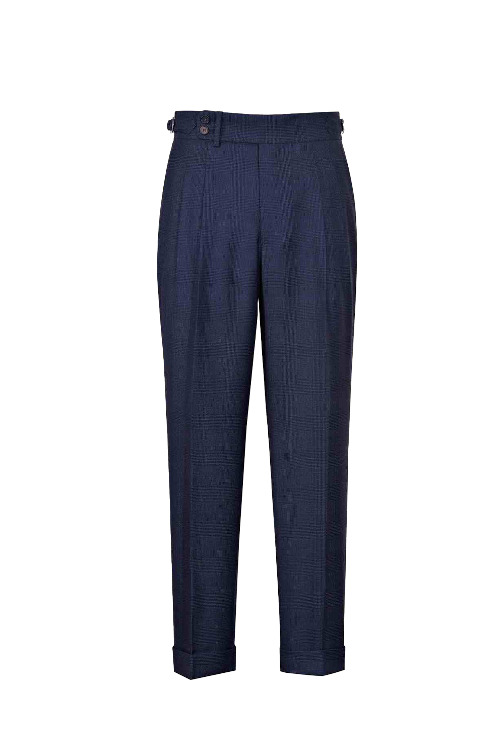 Lanifício T.Ingeniator - Calça em lã merino super 120's, 17.75µ, com ajuste lateral - Azul Príncipe de Gales