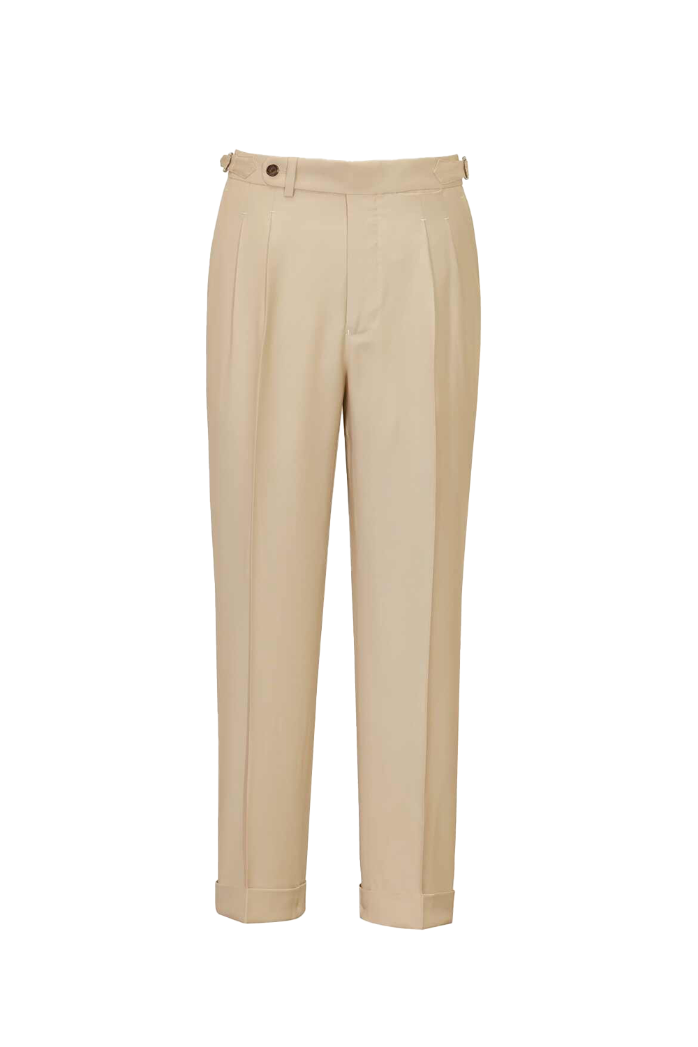 Lanifício T.Ingeniator - Calça em lã merino super 120's, 17.75µ, com ajuste lateral - Khaki