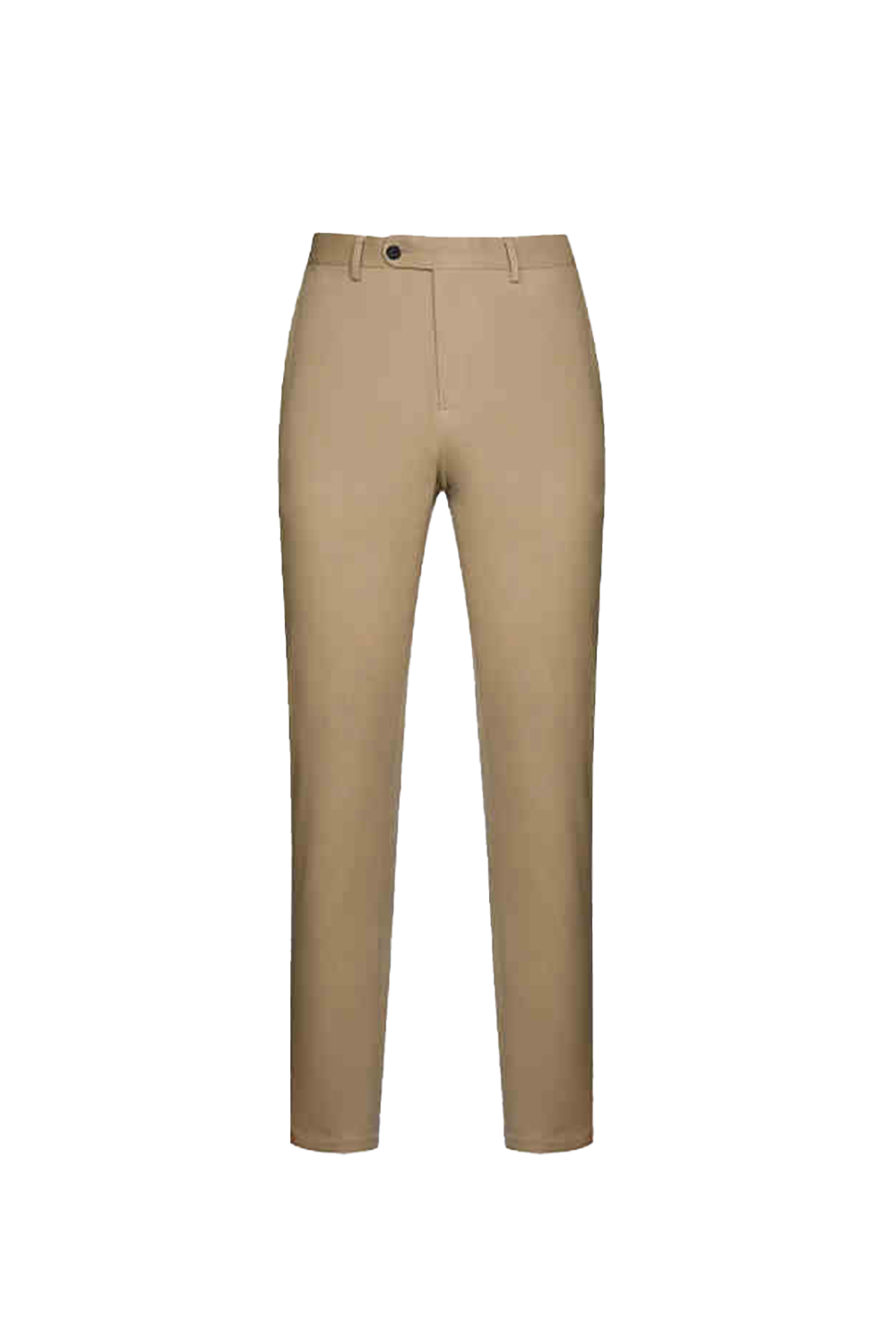 Calça de alfaiataria, em sarja de algodão com elastano, cintura alta, com passantes para cinto - Khaki