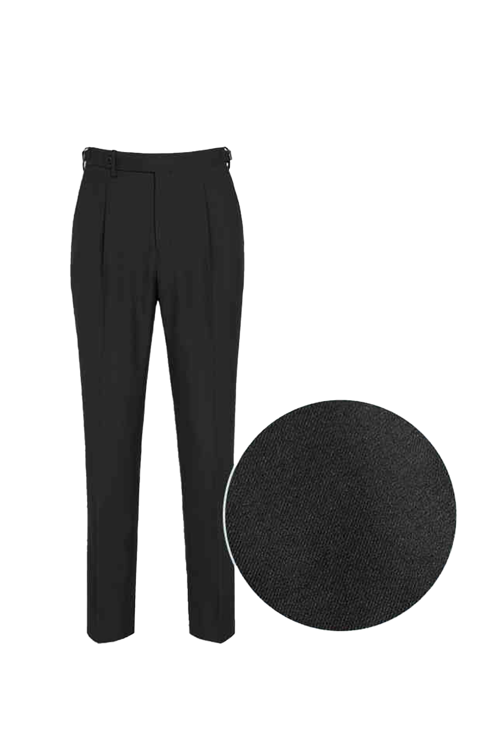 Calça em lã merino super 120's, 17.75µ, com ajuste lateral - Preta