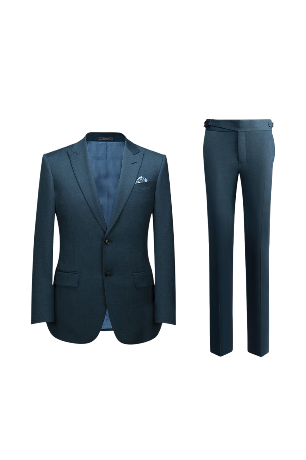 LANIFÍCIO REDA - Costume single breasted com lapela peak, 100% lã super 110's 18.25 micron - azul petróleo
