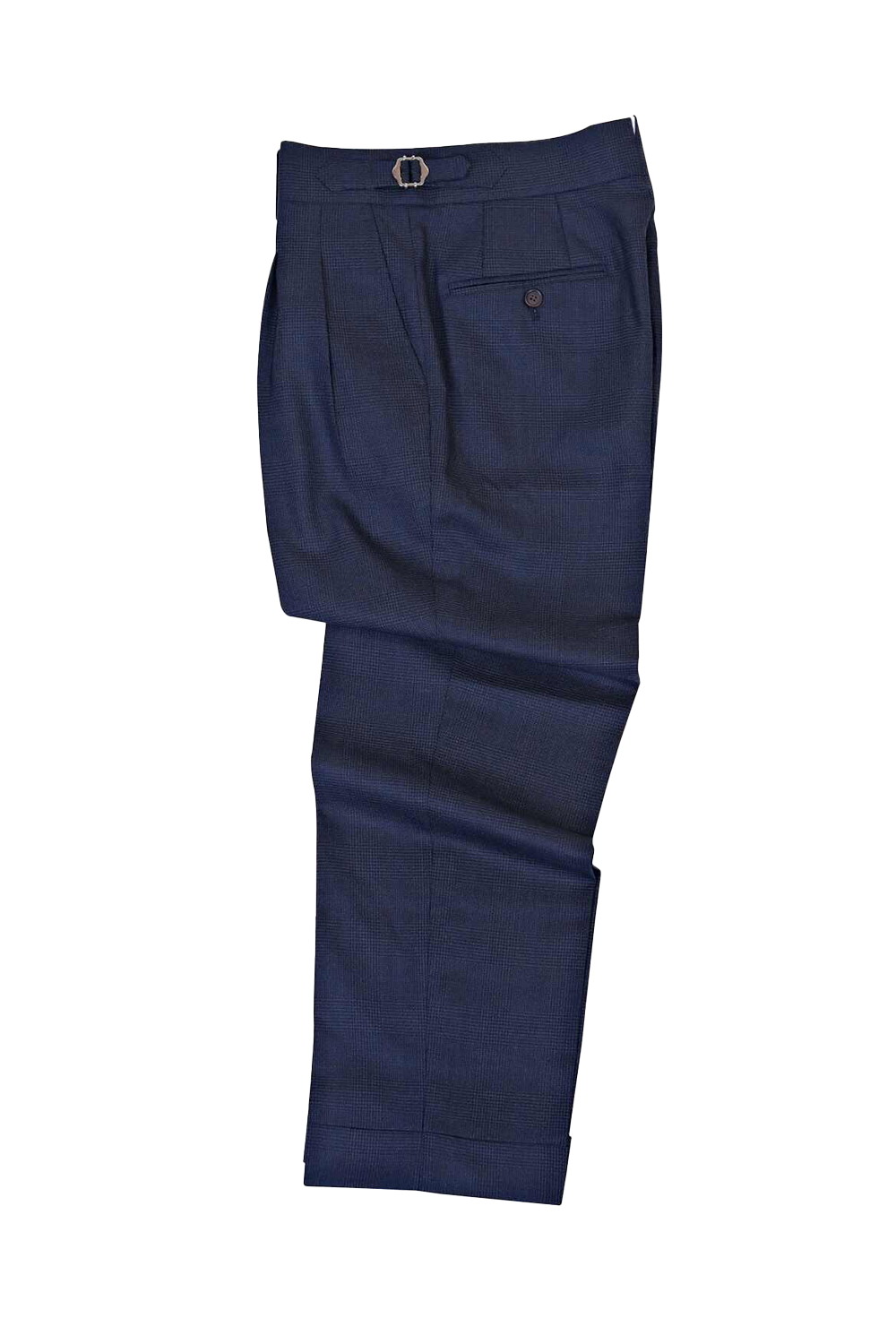 Lanifício T.Ingeniator - Calça em lã merino super 120's, 17.75µ, com ajuste lateral - Azul Príncipe de Gales